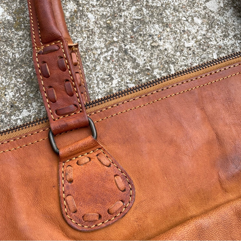 Noonday Collection | Genuine Leather Brown Boho Shoulder Tote Bag - Picture 6 of 12